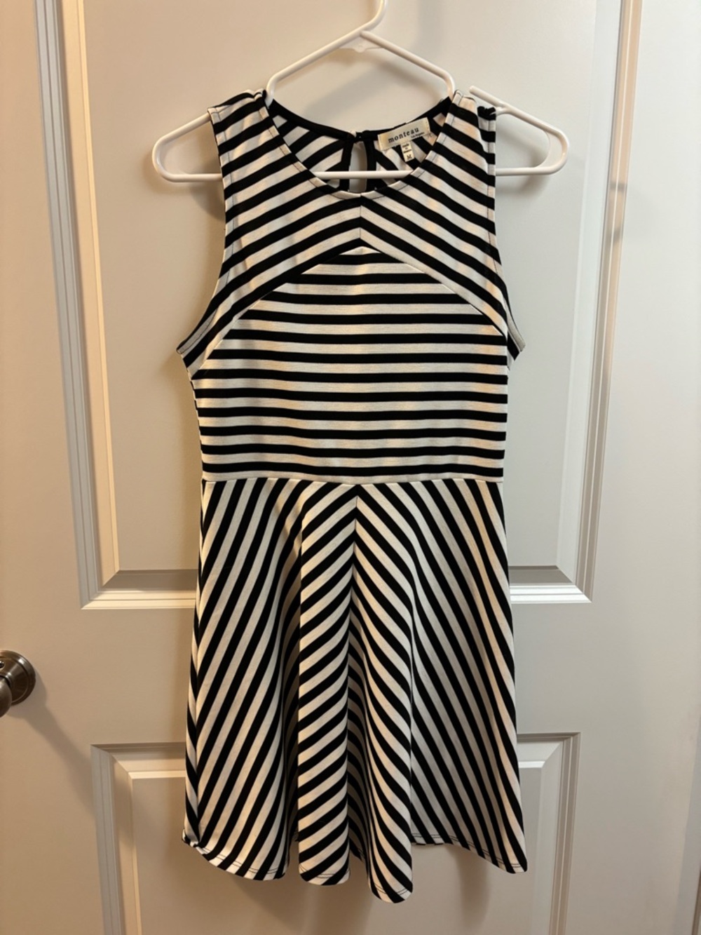 Monteau Black and White Striped Mini Dress